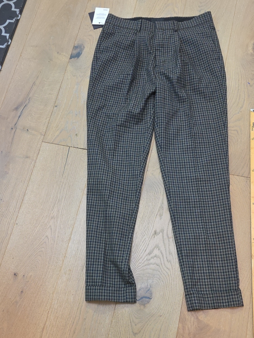 ASOS Men's Checked Chinos in Gray and Brown
